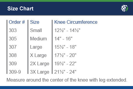 Knee sleeve size chart